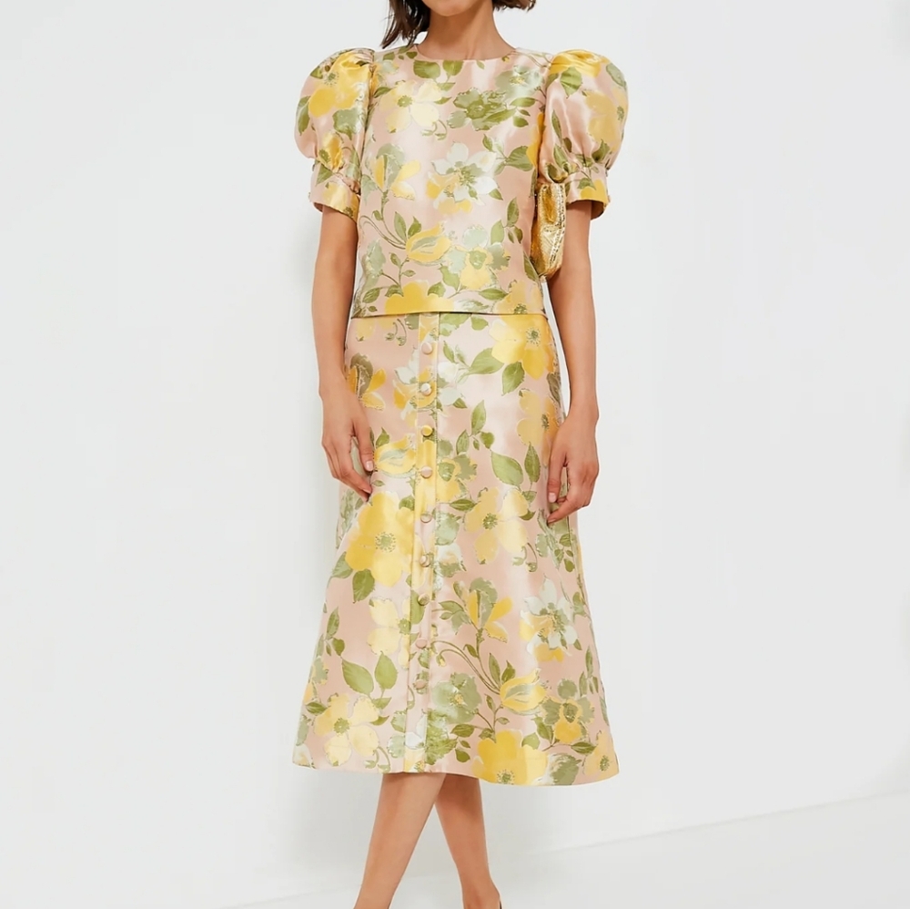 NWT Pomander Place Lotus Jacquard Thea Blouse and Adalyn Skirt Set M/L